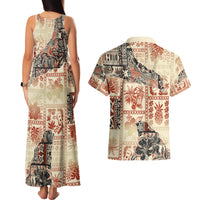 Hawaii Couples Matching Tank Maxi Dress and Hawaiian Shirt Aloha Tribal Pattern Beige Version LT9 - Polynesian Pride