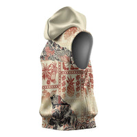 Hawaii Beige Version Sleeveless Hoodie Aloha Tribal Pattern - Polynesian Pride