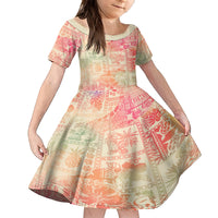 Hawaii Family Matching Tank Maxi Dress and Hawaiian Shirt Aloha Tribal Pattern Sweat Pink Ombre LT9 Daughter's Dress Pink - Polynesian Pride
