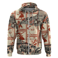 Aloha Hawaii Christmas Hoodie Mele Kalikimaka Tapa Tribal Retro Style LT9 Zip Hoodie Beige - Polynesian Pride