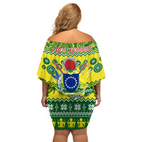 Cook Islands Christmas Family Matching Off Shoulder Short Dress and Hawaiian Shirt Santa Beach Meri Kiritimiti LT9 - Polynesian Pride