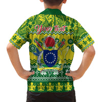 Personalised Cook Islands Christmas Family Matching Tank Maxi Dress and Hawaiian Shirt Santa Beach Meri Kiritimiti LT9 - Polynesian Pride