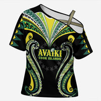 Custom Rugby Cook Islands Avaiki Cross Shoulder Shirt Black Kuki Airani Tribal Maori Inspired - Polynesian Pride