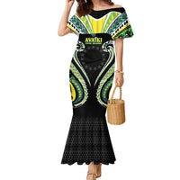 Custom Rugby Cook Islands Avaiki Family Matching Mermaid Dress and Hawaiian Shirt Black Kuki Airani Tribal Maori Inspired LT9 Mom's Dress Black - Polynesian Pride