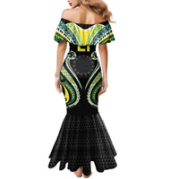 Custom Rugby Cook Islands Avaiki Family Matching Mermaid Dress and Hawaiian Shirt Black Kuki Airani Tribal Maori Inspired LT9 - Polynesian Pride