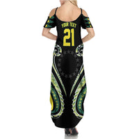Custom Rugby Cook Islands Avaiki Family Matching Summer Maxi Dress and Hawaiian Shirt Black Kuki Airani Tribal Maori Inspired LT9 - Polynesian Pride