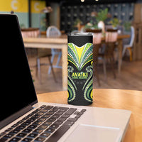 Custom Rugby Cook Islands Avaiki Skinny Tumbler Black Kuki Airani Tribal Maori Inspired LT9 - Polynesian Pride