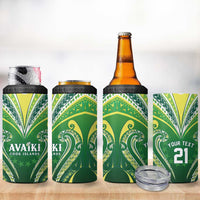 Custom Rugby Cook Islands Avaiki 4 in 1 Can Cooler Tumbler Green Kuki Airani Tribal Maori Inspired LT9 - Polynesian Pride