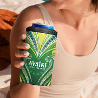 Custom Rugby Cook Islands Avaiki 4 in 1 Can Cooler Tumbler Green Kuki Airani Tribal Maori Inspired LT9 - Polynesian Pride