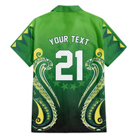 Custom Rugby Cook Islands Avaiki Family Matching Off Shoulder Maxi Dress and Hawaiian Shirt Green Kuki Airani Tribal Maori Inspired LT9 - Polynesian Pride