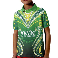 Custom Rugby Cook Islands Avaiki Kid Polo Shirt Green Kuki Airani Tribal Maori Inspired - Polynesian Pride
