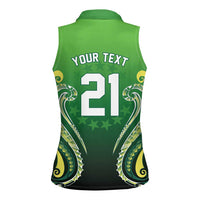 Custom Rugby Cook Islands Avaiki Women Sleeveless Polo Shirt Green Kuki Airani Tribal Maori Inspired LT9 - Polynesian Pride