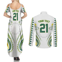 Custom Rugby Cook Islands Avaiki Couples Matching Summer Maxi Dress and Long Sleeve Button Shirt White Kuki Airani Tribal Maori Inspired LT9 - Polynesian Pride