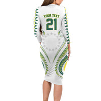 Custom Rugby Cook Islands Avaiki Family Matching Long Sleeve Bodycon Dress and Hawaiian Shirt White Kuki Airani Tribal Maori Inspired LT9 - Polynesian Pride