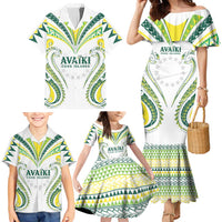 Custom Rugby Cook Islands Avaiki Family Matching Mermaid Dress and Hawaiian Shirt White Kuki Airani Tribal Maori Inspired LT9 - Polynesian Pride