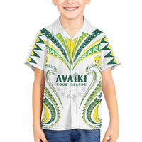 Custom Rugby Cook Islands Avaiki Family Matching Summer Maxi Dress and Hawaiian Shirt White Kuki Airani Tribal Maori Inspired LT9 Son's Shirt White - Polynesian Pride