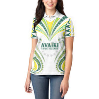 Custom Rugby Cook Islands Avaiki Women Polo Shirt White Kuki Airani Tribal Maori Inspired LT9 - Polynesian Pride