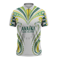 Custom Rugby Cook Islands Avaiki Zipper Polo Shirt White Kuki Airani Tribal Maori Inspired - Polynesian Pride