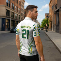 Custom Rugby Cook Islands Avaiki Zipper Polo Shirt White Kuki Airani Tribal Maori Inspired - Polynesian Pride