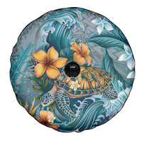 Sea Turtle In The Ocean Spare Tire Cover with Polynesian Pattern Arty Style
