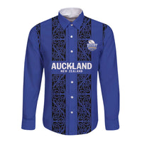 Custom Oceania Football NZ Auckland Long Sleeve Button Shirt Maori Tribal Pattern