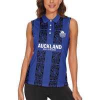 Custom Oceania Football NZ Auckland Women Sleeveless Polo Shirt Maori Tribal Pattern