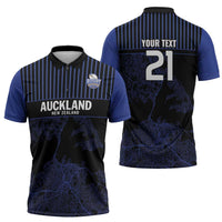 Custom Oceania Football NZ Auckland Zipper Polo Shirt Minimal City Map Style