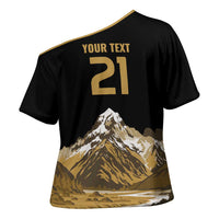 Custom Oceania Football NZ South Island Cross Shoulder Shirt Minimal Mount Cook Silhouette