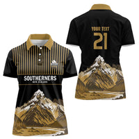 Custom Oceania Football NZ South Island Women Polo Shirt Minimal Mount Cook Silhouette