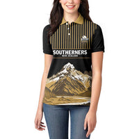 Custom Oceania Football NZ South Island Women Polo Shirt Minimal Mount Cook Silhouette