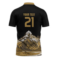Custom Oceania Football NZ South Island Zipper Polo Shirt Minimal Mount Cook Silhouette
