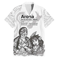 Aroha Maori Language Family Matching Mermaid Dress and Hawaiian Shirt Te Reo Maori Inspired Art LT9 Dad's Shirt - Short Sleeve white - Polynesian Pride