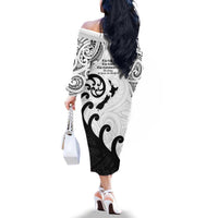 Kia Haka Maori language Family Matching Off The Shoulder Long Sleeve Dress and Hawaiian Shirt Te Reo Maori Inspired Art LT9 - Polynesian Pride