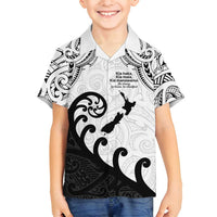 Kia Haka Maori language Family Matching Off Shoulder Maxi Dress and Hawaiian Shirt Te Reo Maori Inspired Art LT9 Son's Shirt white - Polynesian Pride
