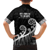Kia Mau Ki To Ukaipo Family Matching Off The Shoulder Long Sleeve Dress and Hawaiian Shirt Te Reo Maori Koru Fern Art LT9 - Polynesian Pride