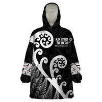 Kia Mau Ki To Ukaipo Wearable Blanket Hoodie Te Reo Maori Koru Fern Art LT9 One Size Black - Polynesian Pride