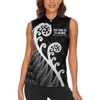 Kia Mau Ki To Ukaipo Women Sleeveless Polo Shirt Te Reo Maori Koru Fern Art