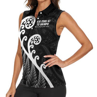 Kia Mau Ki To Ukaipo Women Sleeveless Polo Shirt Te Reo Maori Koru Fern Art