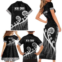 Kia Ora Maori Language Family Matching Short Sleeve Bodycon Dress and Hawaiian Shirt Te Reo Maori Koru Fern Art LT9 - Polynesian Pride