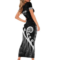 Kia Ora Maori Language Family Matching Short Sleeve Bodycon Dress and Hawaiian Shirt Te Reo Maori Koru Fern Art LT9 - Polynesian Pride