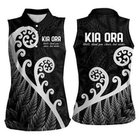 Kia Ora Maori Language Women Sleeveless Polo Shirt Te Reo Maori Koru Fern Art