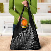 New Zealand Te Reo Māori Grocery Bag Simple Black Fern