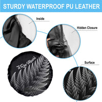 New Zealand Te Reo Māori Spare Tire Cover Simple Black Fern