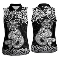 Te Reo Maori Tiki Inspired Art Women Sleeveless Polo Shirt
