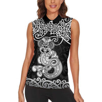 Te Reo Maori Tiki Inspired Art Women Sleeveless Polo Shirt