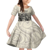 Whanau Maori Language Family Matching Mermaid Dress and Hawaiian Shirt Te Reo Maori Inspired Art LT9 Daughter's Dress Nude - Polynesian Pride