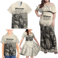 Whanau Maori Language Family Matching Off Shoulder Maxi Dress and Hawaiian Shirt Te Reo Maori Inspired Art LT9 - Polynesian Pride