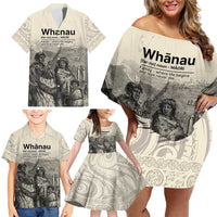 Whanau Maori Language Family Matching Off Shoulder Short Dress and Hawaiian Shirt Te Reo Maori Inspired Art LT9 - Polynesian Pride