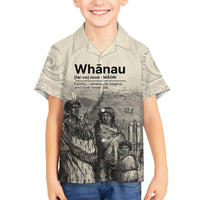 Whanau Maori Language Family Matching Off Shoulder Short Dress and Hawaiian Shirt Te Reo Maori Inspired Art LT9 Son's Shirt Nude - Polynesian Pride