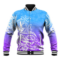 Polynesian Sunset Plumeria Baseball Jacket Pacific Island Tribal Blue Style LT9 Unisex Blue - Polynesian Pride